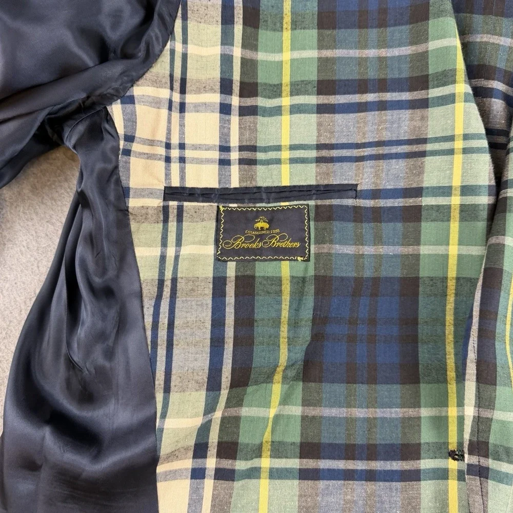 Vintage Brooks Brothers Plaid Sport Coat Blazer USA Preppy Ivy 46R 80s